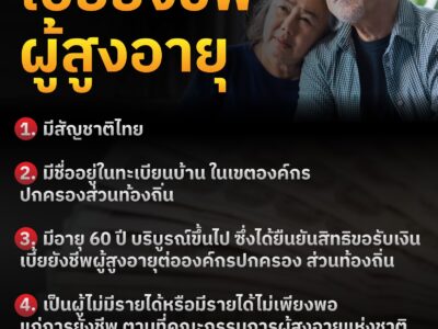 Read more about the article ปรับเปลี่ยนเกณฑ์ เบี้ยยังชีพผู้สูงอายุ ประกาศในราชกิจจานุเบกษาแล้ว เริ่มมีผลบังคับใช้ตั้งแต่ 12 ส.ค. 66